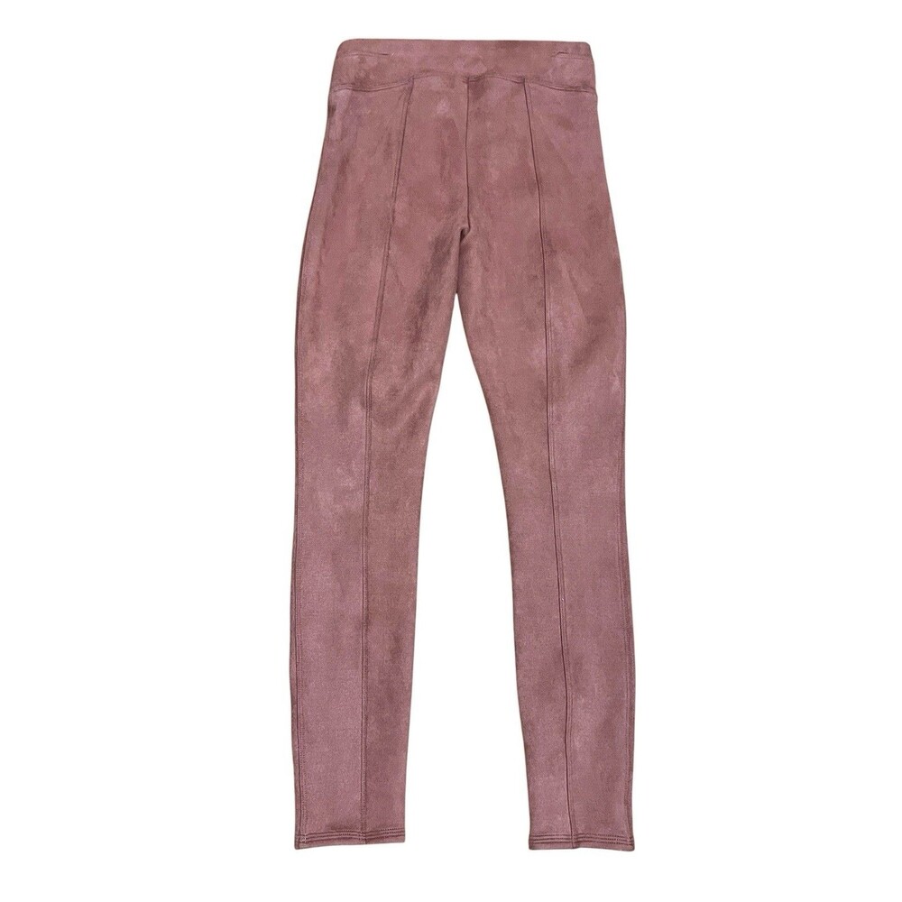 SPANX Rich Rose Faux Suede Leggings Pull On Stretch Moto Shaping Women's Size XS